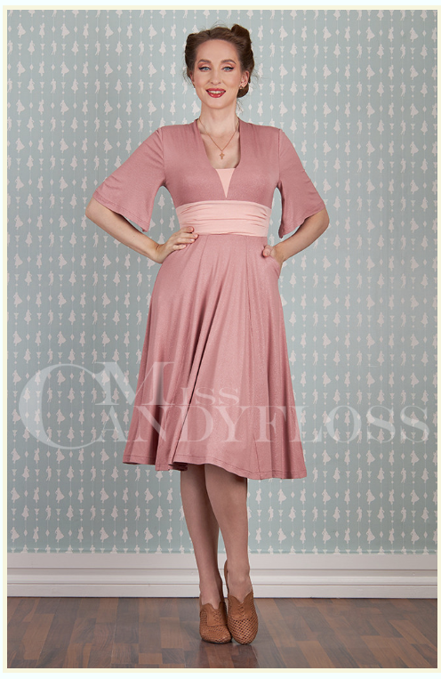 Pink rose vintage dress best sale