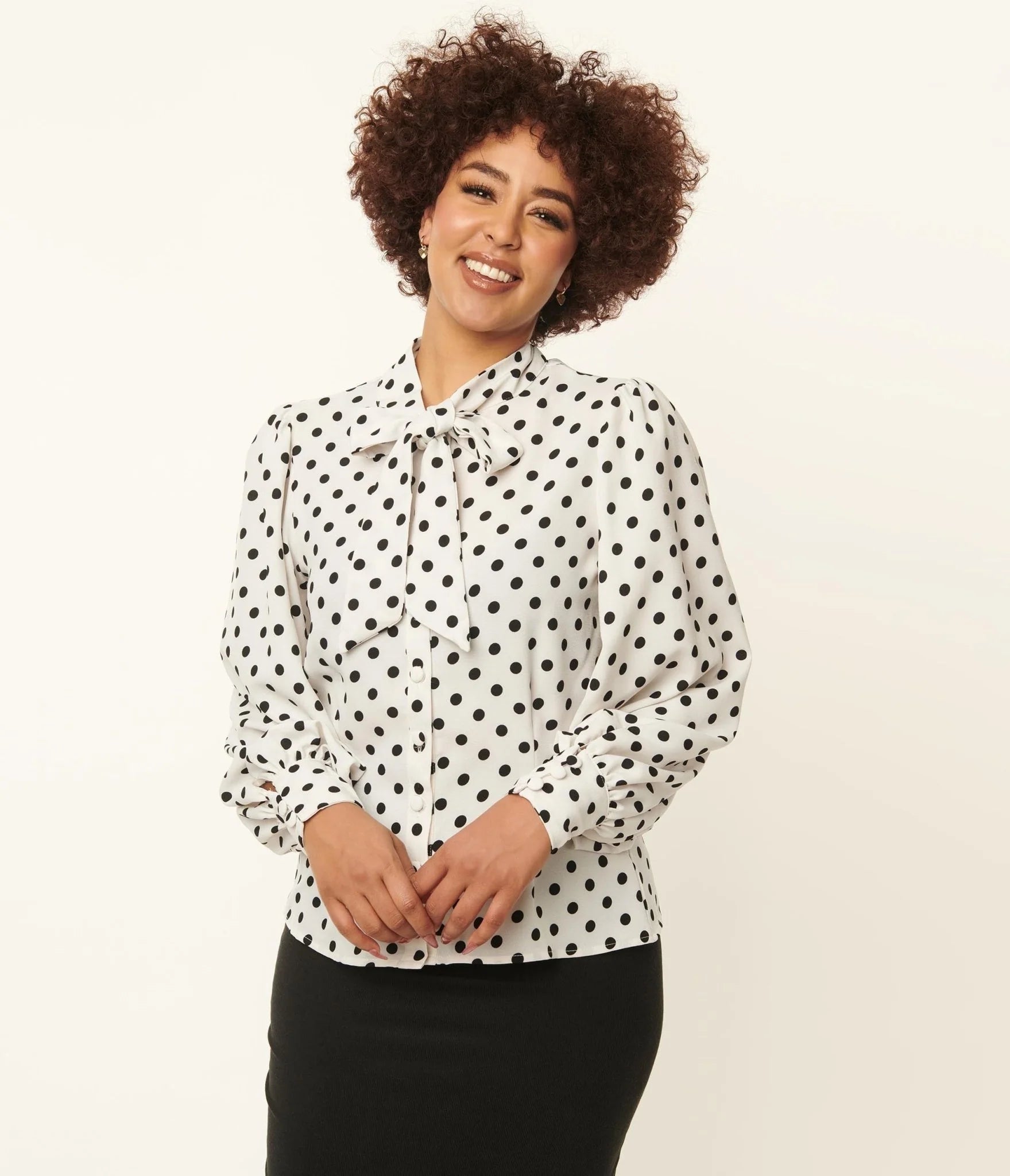 White fashion dot blouse