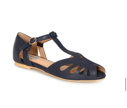 Secret Love Flat Sandals in Navy Blue