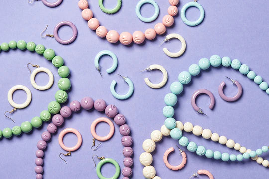 Powder Blue Heavy Carve Bead Necklace