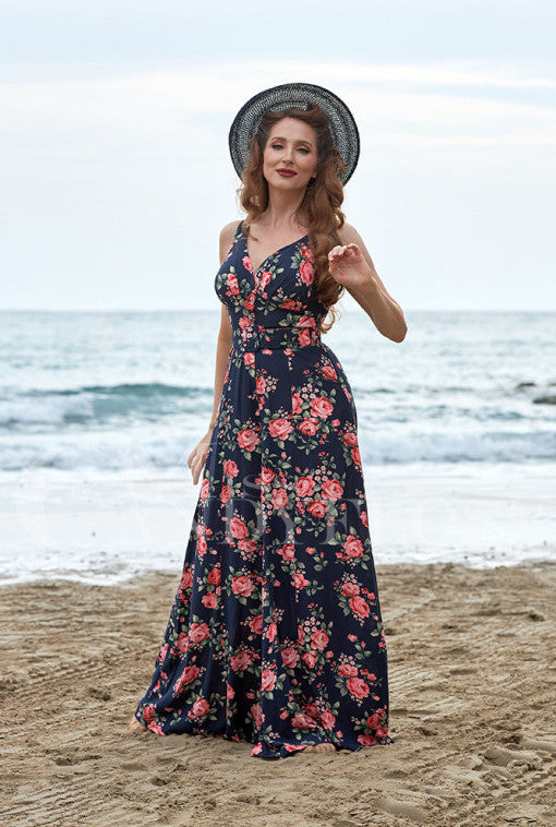 Giordana-Lee 1940s-inspired glamorous floral palazzo jumpsuit