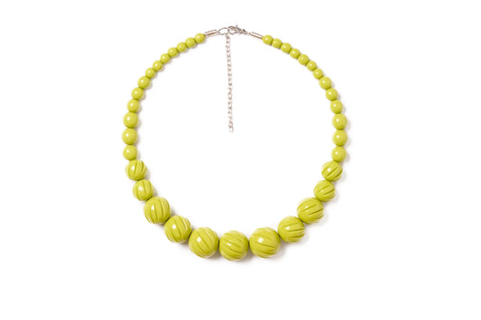 Chartreuse Heavy Carve Bead Necklace