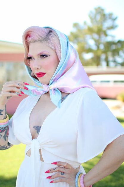 Mid-Century Pastel Dream' Satin Scarf