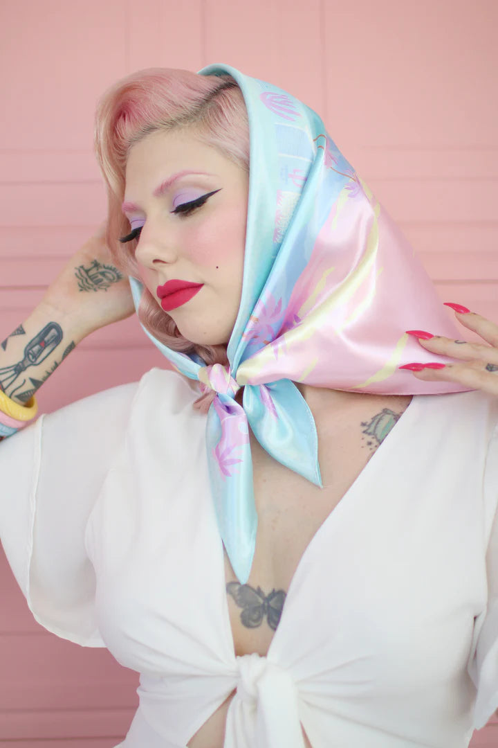 Mid-Century Pastel Dream' Satin Scarf