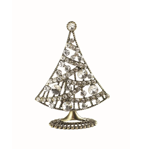 Crystal Garland Tree - 11cm - Antique Gold / Clear