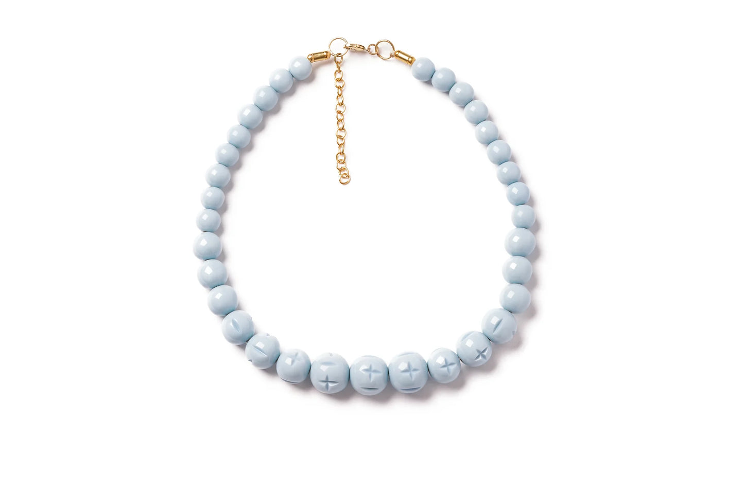 Powder Blue Heavy Carve Bead Necklace