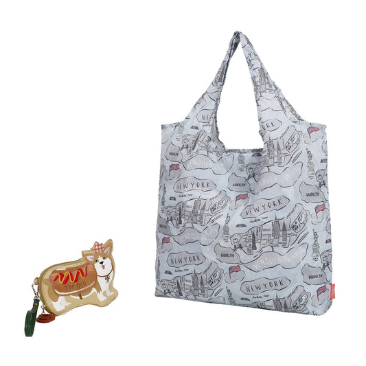 New York City Cats & Corgis Folding Shopper & Purse