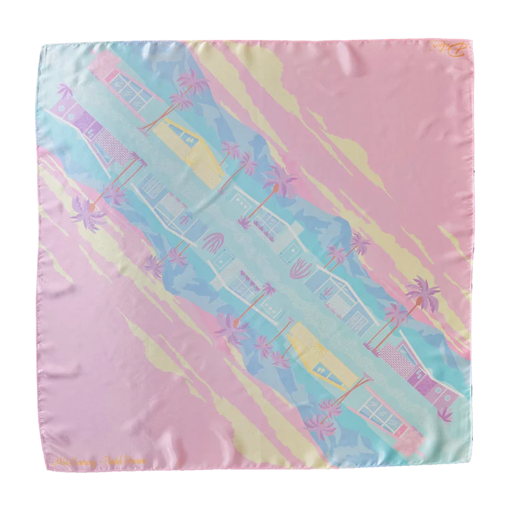 Mid-Century Pastel Dream' Satin Scarf