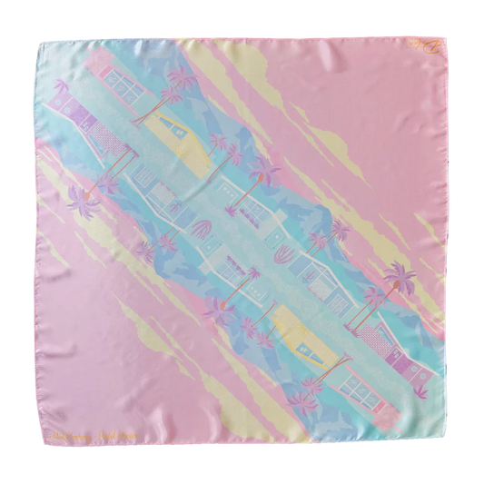 Mid-Century Pastel Dream' Satin Scarf