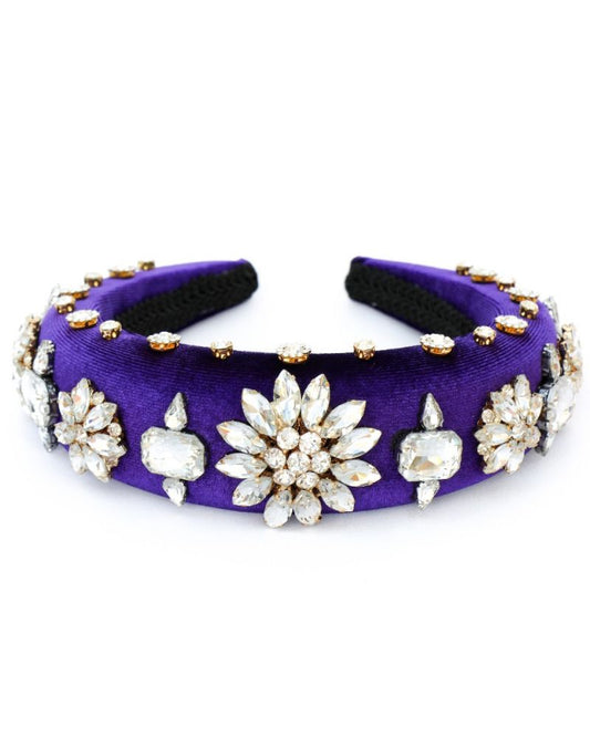 Royal Purple Velvet Crystal Hairband by Rosie Fox - Isabel’s Retro & Vintage Clothing