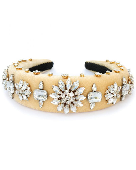 Cream Velvet Crystal Hairband by Rosie Fox - Isabel’s Retro & Vintage Clothing